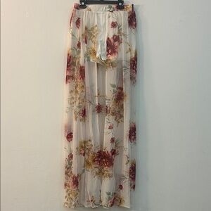 Floral Sheer Maxi Skirt - Red and Yellow